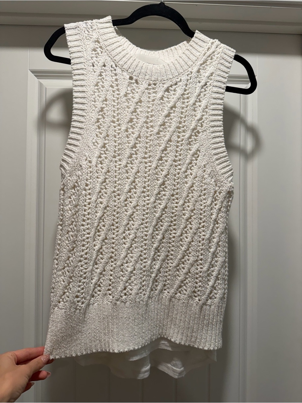 Brochu Walker White Sleeveless Cable-Knit Tank